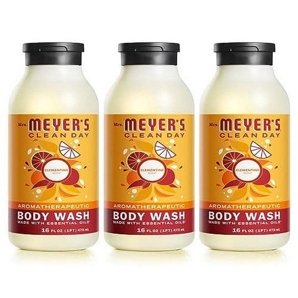 MRS. MEYER'S CLEAN DAY Feuchtigkeitsspendendes Duschgel für Damen und Herren, mit ätherischen Ölen, Clementine, 16 oz - 3er-Pack