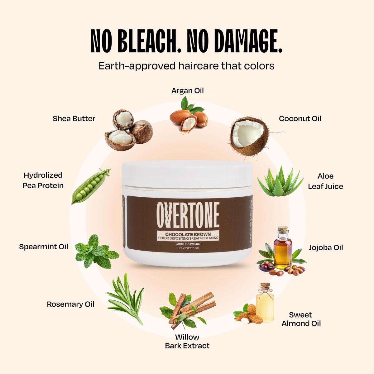 oVertone Semi-Permanente Haarfarbe Conditioner – Schokoladenbraun, 236 ml – Pflegende, schadensfreie Farbe für alle Haartypen mit Sheabutter & Kokosöl, vegan & tierversuchsfrei