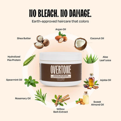 oVertone Semi-Permanente Haarfarbe Conditioner – Schokoladenbraun, 236 ml – Pflegende, schadensfreie Farbe für alle Haartypen mit Sheabutter & Kokosöl, vegan & tierversuchsfrei
