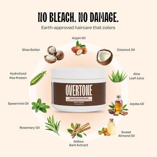 oVertone Semi-Permanente Haarfarbe Conditioner – Schokoladenbraun, 236 ml – Pflegende, schadensfreie Farbe für alle Haartypen mit Sheabutter & Kokosöl, vegan & tierversuchsfrei