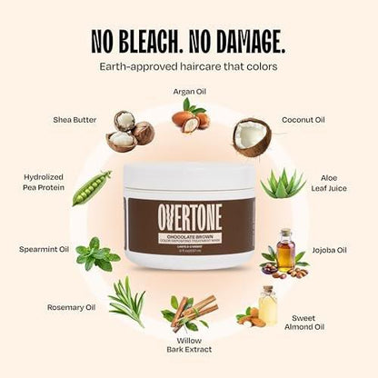 oVertone Semi-Permanente Haarfarbe Conditioner – Schokoladenbraun, 236 ml – Pflegende, schadensfreie Farbe für alle Haartypen mit Sheabutter & Kokosöl, vegan & tierversuchsfrei