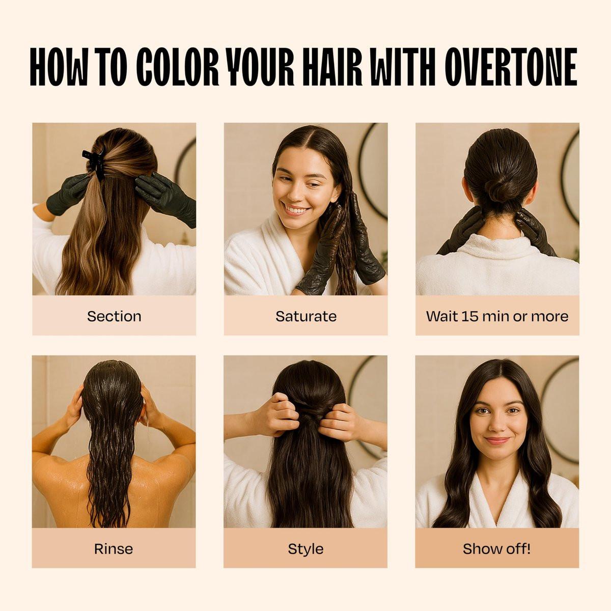 oVertone Semi-Permanente Haarfarbe Conditioner – Schokoladenbraun, 236 ml – Pflegende, schadensfreie Farbe für alle Haartypen mit Sheabutter & Kokosöl, vegan & tierversuchsfrei