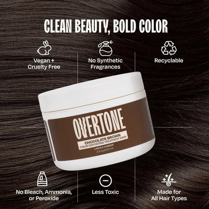 oVertone Semi-Permanente Haarfarbe Conditioner – Schokoladenbraun, 236 ml – Pflegende, schadensfreie Farbe für alle Haartypen mit Sheabutter & Kokosöl, vegan & tierversuchsfrei