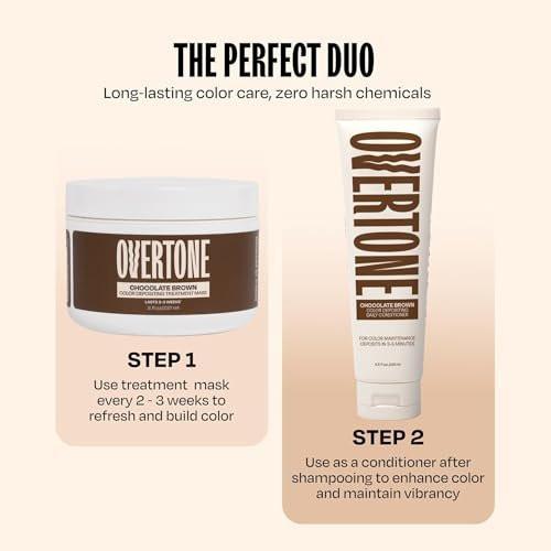 oVertone Semi-Permanente Haarfarbe Conditioner – Schokoladenbraun, 236 ml – Pflegende, schadensfreie Farbe für alle Haartypen mit Sheabutter & Kokosöl, vegan & tierversuchsfrei