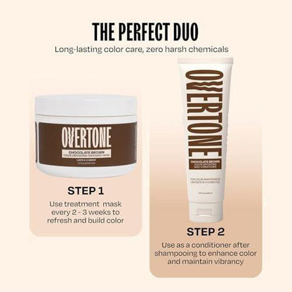 oVertone Semi-Permanente Haarfarbe Conditioner – Schokoladenbraun, 236 ml – Pflegende, schadensfreie Farbe für alle Haartypen mit Sheabutter & Kokosöl, vegan & tierversuchsfrei