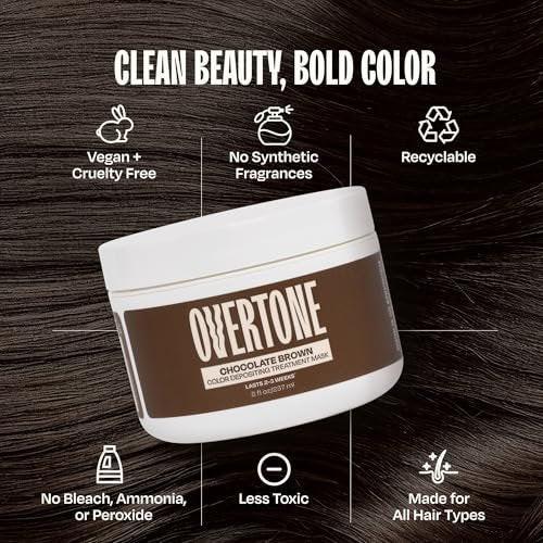 oVertone Semi-Permanente Haarfarbe Conditioner – Schokoladenbraun, 236 ml – Pflegende, schadensfreie Farbe für alle Haartypen mit Sheabutter & Kokosöl, vegan & tierversuchsfrei