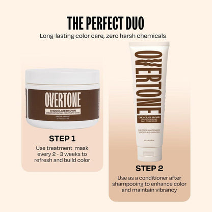 oVertone Semi-Permanente Haarfarbe Conditioner – Schokoladenbraun, 236 ml – Pflegende, schadensfreie Farbe für alle Haartypen mit Sheabutter & Kokosöl, vegan & tierversuchsfrei