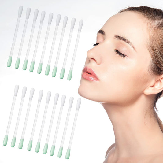 100 Stück Baumwoll-Abschminktupfer - Einweg-Vitamin-E-Flüssigkeitsgefüllte Wattestäbchen für Augen/Lippen/Augenbrauen/Wimpern Make-up-Korrektur