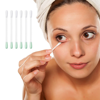 100 Stück Baumwoll-Abschminktupfer - Einweg-Vitamin-E-Flüssigkeitsgefüllte Wattestäbchen für Augen/Lippen/Augenbrauen/Wimpern Make-up-Korrektur