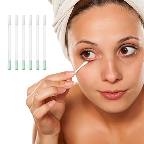 100 Stück Baumwoll-Abschminktupfer - Einweg-Vitamin-E-Flüssigkeitsgefüllte Wattestäbchen für Augen/Lippen/Augenbrauen/Wimpern Make-up-Korrektur