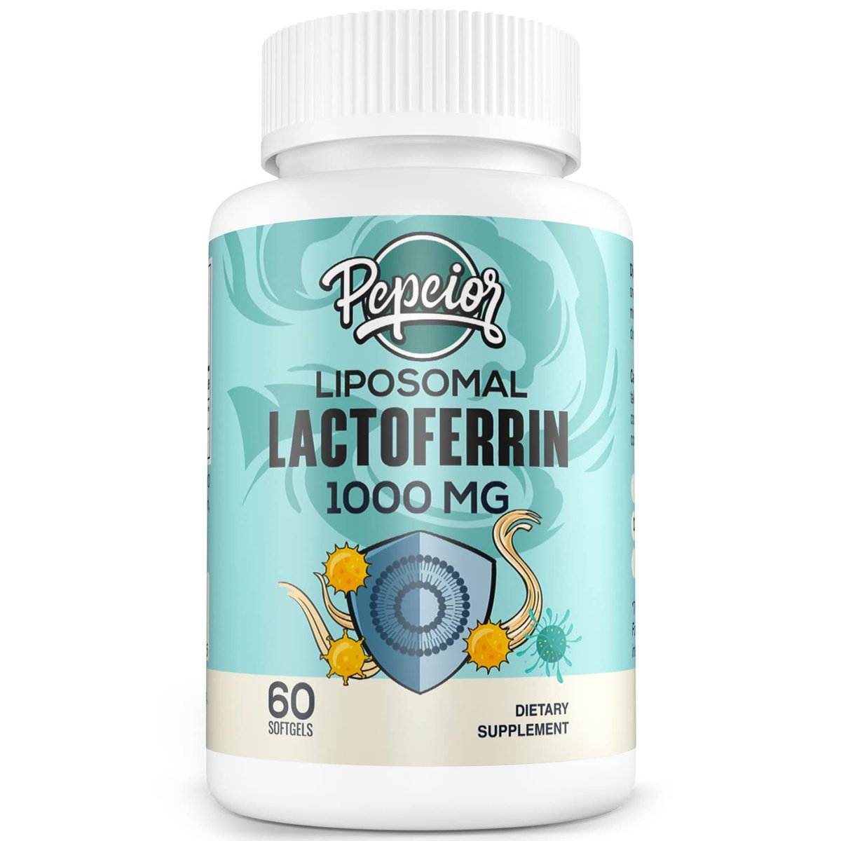 Pepeior Liposomales Rinder-Lactoferrin 1000 mg – Höhere Absorption – für Eisenaufnahme & Immunfunktion, Lactoferrin Ergänzung für Erwachsene, 60 Softgels