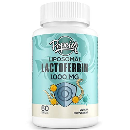 Pepeior Liposomales Rinder-Lactoferrin 1000 mg – Höhere Absorption – für Eisenaufnahme & Immunfunktion, Lactoferrin Ergänzung für Erwachsene, 60 Softgels