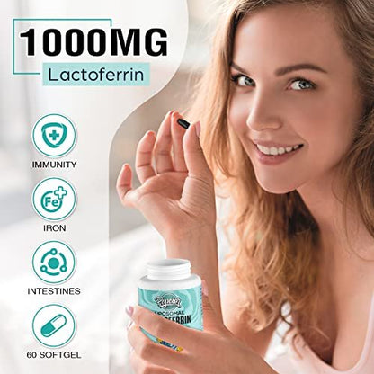 Pepeior Liposomales Rinder-Lactoferrin 1000 mg – Höhere Absorption – für Eisenaufnahme & Immunfunktion, Lactoferrin Ergänzung für Erwachsene, 60 Softgels
