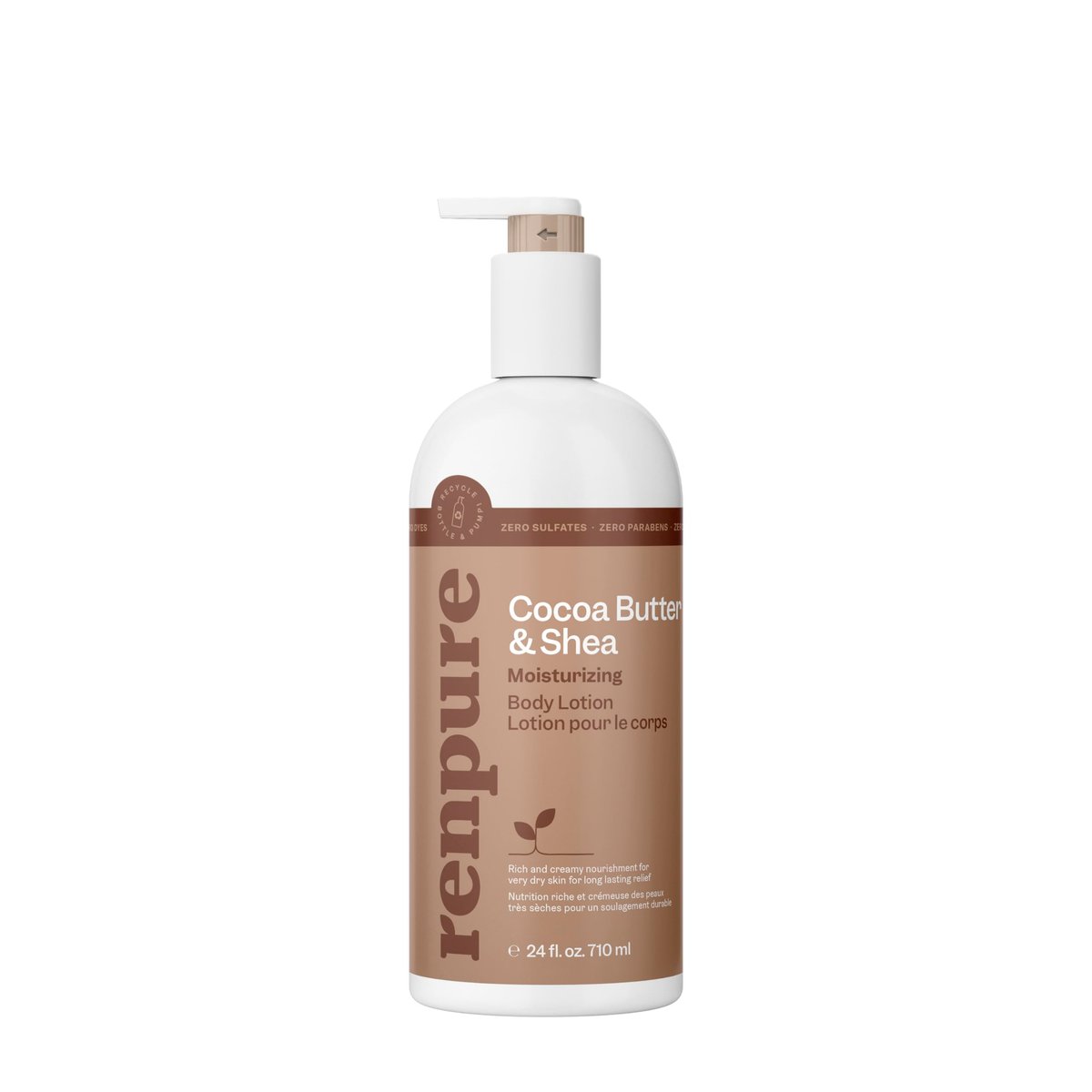 Renpure Körperlotion mit Kakaobutter und Sheabutter – Ultra-feuchtigkeitsspendend, reichhaltig & cremig für trockene bis sehr trockene Haut, 24 Fl Oz