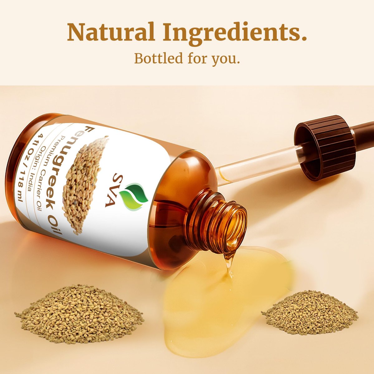 SVA Fenugreek Öl 118ml – Premium Trägeröl für Haarpflege, Kopfhautmassage & Hautpflege mit Pipette