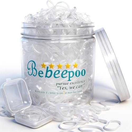 Klare Haargummis, BEBEEPOO 2000 Stück Mini-Gummibänder für Haare, durchsichtige elastische Haarbänder mit Aufbewahrungsbox, weiche kleine Haargummis für Mädchen, Kinder, Frauen