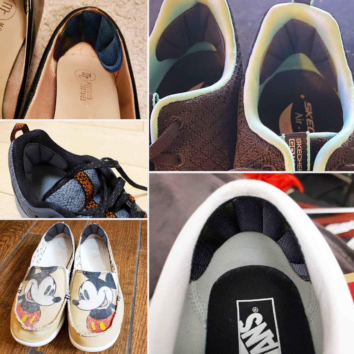 16 Stück Mesh-Fersenpolster, selbstklebende Fersenpolster für zu große Schuhe, schwarz