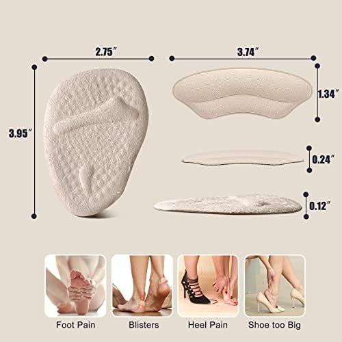Riootlnm Metatarsal Pads, Ballenfuss-Polster, Fersenpolster-Einlagen für zu große Schuhe, Reduzieren Fußschmerzen, Rutschfeste Fersengriffe für lose Schuhe, Blasen (Beige)