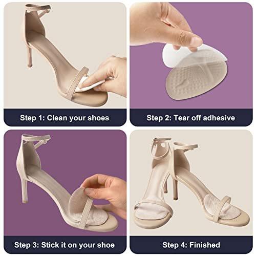 Riootlnm Metatarsal-Pads, Ball-of-Foot-Cushions, Fersenpolster für zu große Schuhe, Schmerzlinderung, rutschfeste Fersengripps für weite Schuhe, Blasen (Beige+Schwarz)