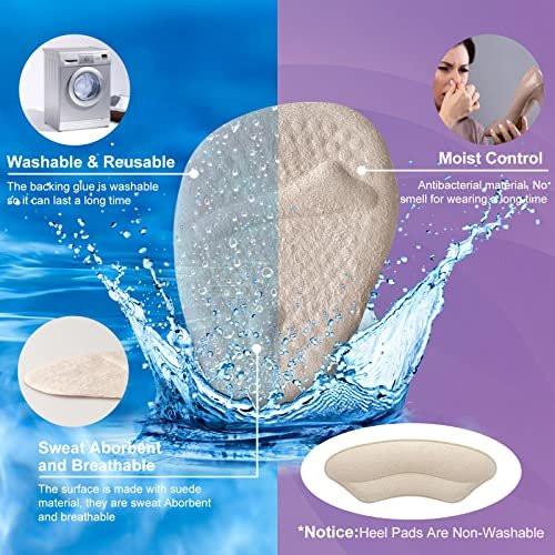 Riootlnm Metatarsal-Pads, Ball-of-Foot-Cushions, Fersenpolster für zu große Schuhe, Schmerzlinderung, rutschfeste Fersengripps für weite Schuhe, Blasen (Beige+Schwarz)