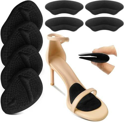 Riootlnm Metatarsal-Pads, Ball-of-Foot-Cushions, Fersenpolster für zu große Schuhe, verhindert Blasen – Schwarz