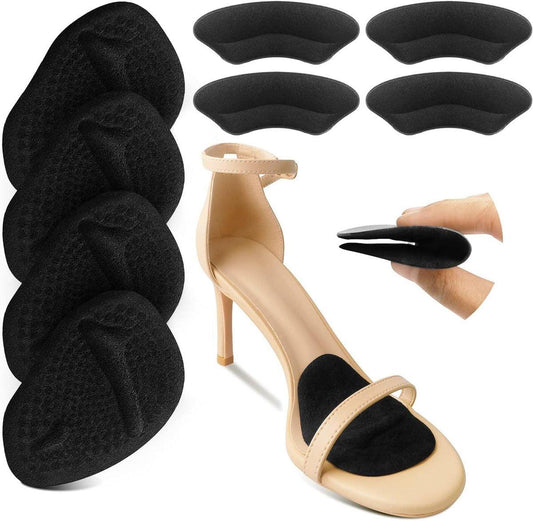 Riootlnm Metatarsal-Pads, Ball-of-Foot-Cushions, Fersenpolster für zu große Schuhe, verhindert Blasen – Schwarz