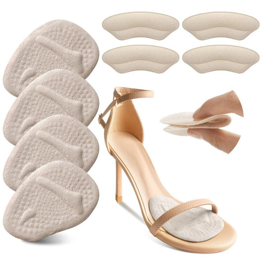 Riootlnm Metatarsal Pads, Ballenfuss-Polster, Fersenpolster-Einlagen für zu große Schuhe, Reduzieren Fußschmerzen, Rutschfeste Fersengriffe für lose Schuhe, Blasen (Beige)
