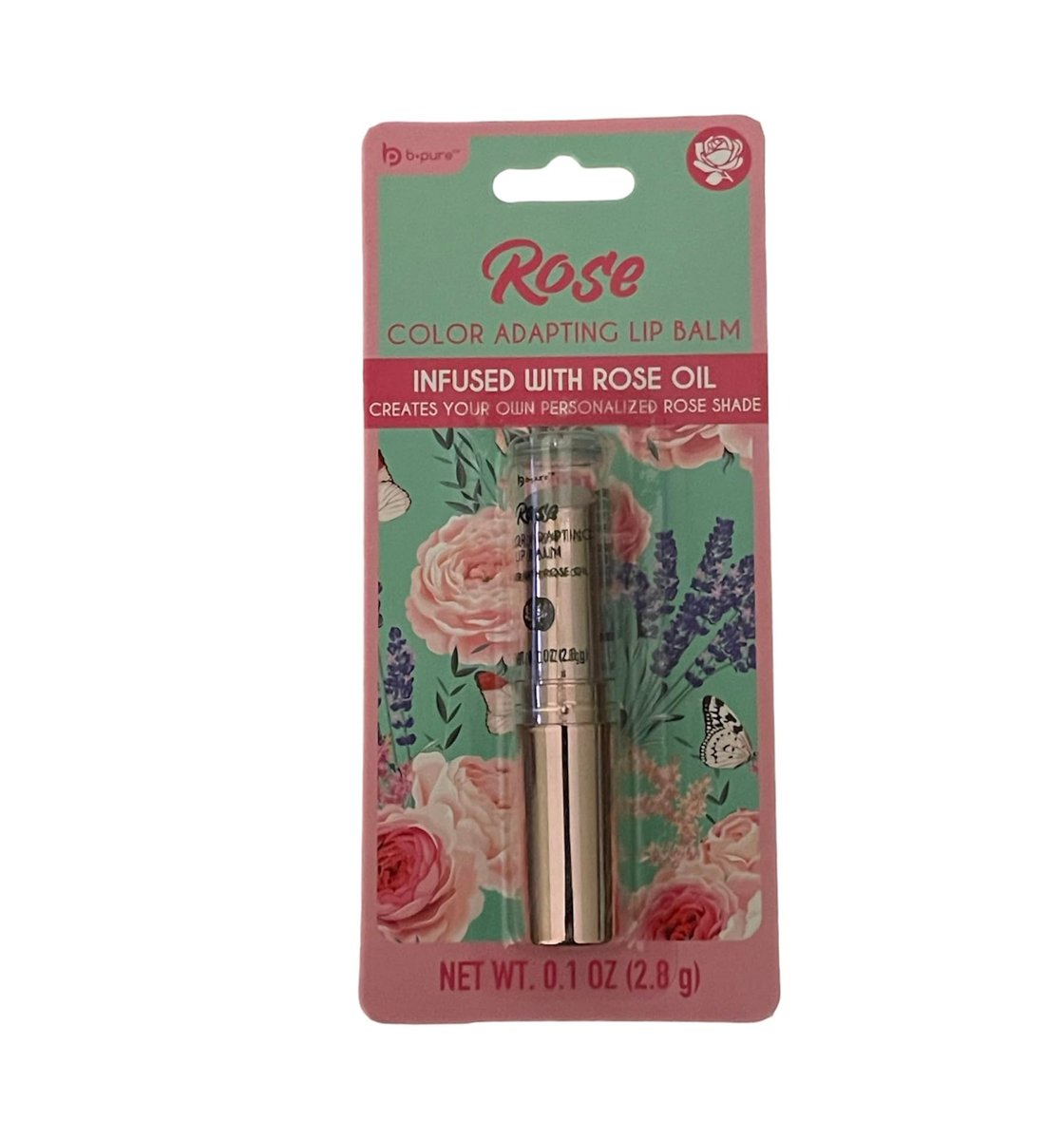 b.pure Tinted Rose Oil Lip Balm in Clear – Feuchtigkeitsspendender Lippenbalsam mit Rosenöl