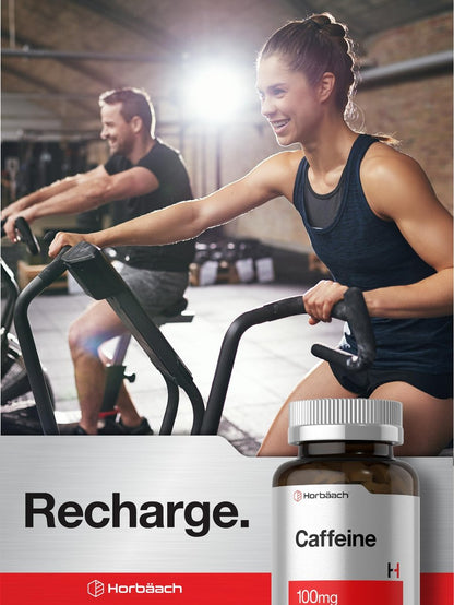 Horbäach Koffein Tabletten 100 mg | 250 Tabletten | Vegetarische Formel | Non-GMO, Glutenfrei