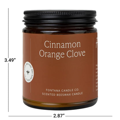 Fontana Candle Co Holzdocht Bienenwachs Kerze im Glas – Zimt Orange Nelke – Hergestellt mit Kokosöl & reinen ätherischen Ölen – 35+ Std sauberer Brand, langlebig & ungiftig für Zuhause & Raumdekoration