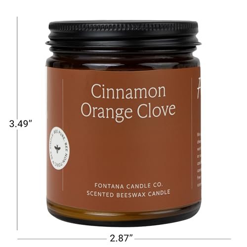 Fontana Candle Co Holzdocht Bienenwachs Kerze im Glas – Zimt Orange Nelke – Hergestellt mit Kokosöl & reinen ätherischen Ölen – 35+ Std sauberer Brand, langlebig & ungiftig für Zuhause & Raumdekoration