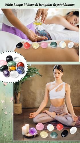 DUQGUHO 15 Stücke natürliche Kristalle Bulk Tumbled Stones poliert unregelmäßig Quarz Kristall Set Chakra farbige Edelsteine Vase Filler Landschaft Boden Dekoration Energie Reiki Anfänger Dekoration