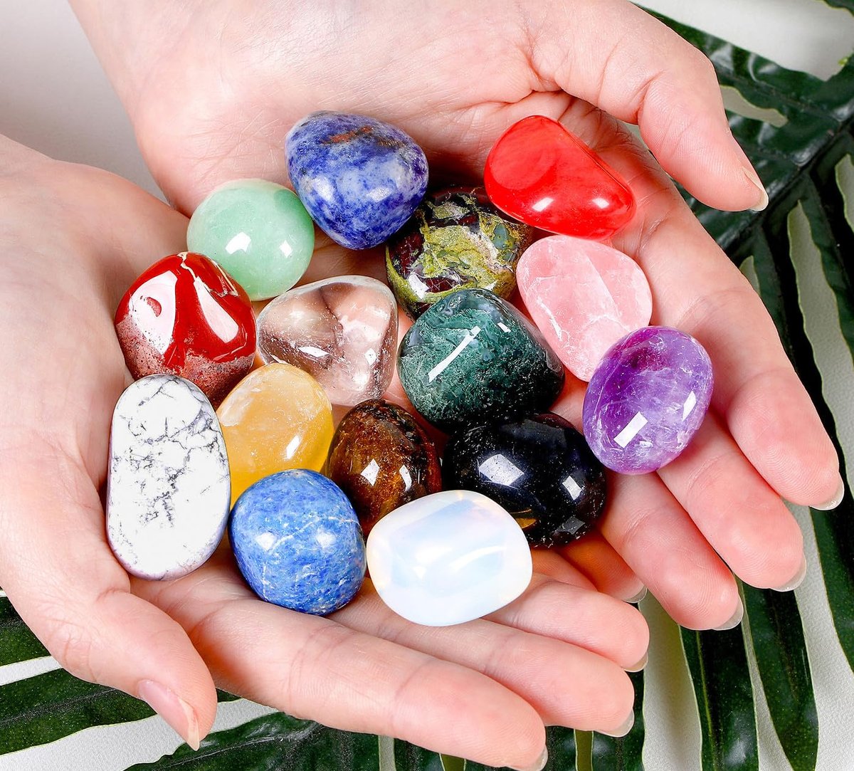 DUQGUHO 15 Stücke natürliche Kristalle Bulk Tumbled Stones poliert unregelmäßig Quarz Kristall Set Chakra farbige Edelsteine Vase Filler Landschaft Boden Dekoration Energie Reiki Anfänger Dekoration