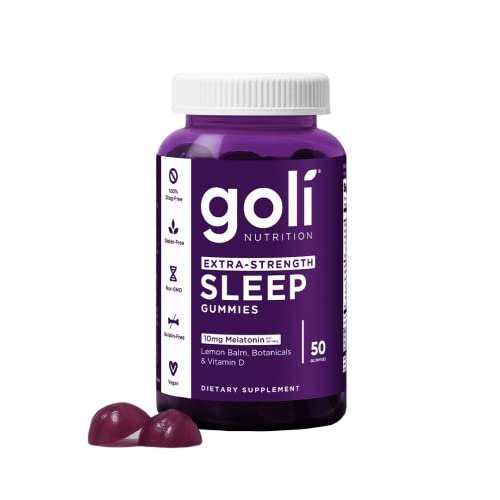 Goli Nahrungsergänzungsmittel, Extra Stark Schlaf Gummibärchen 10 mg Melatonin – 1 Packung 50 Stück – Glutenfrei, Vegan, Nicht-GVO und Gelatinefrei