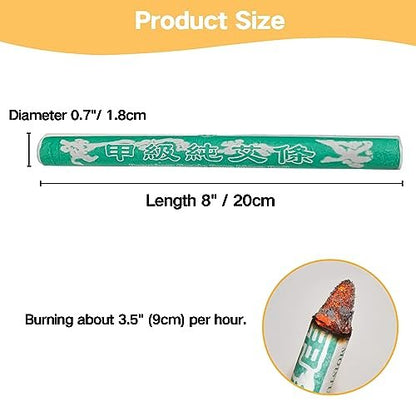 OSPNIEEK Reine Moxa-Rollen, 10 Stück handgefertigte milde Moxibustion-Beifußstäbchen, natürliche Moxa-Kegel für Akupressur an Taille, Nacken, Knien und Rücken, Ai Jiu 艾草条 艾灸