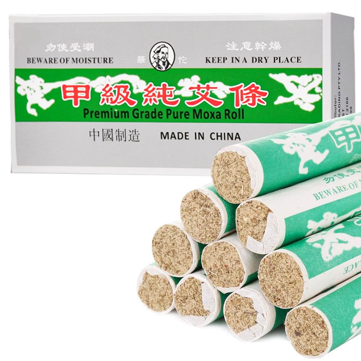 OSPNIEEK Reine Moxa-Rollen, 10 Stück handgefertigte milde Moxibustion-Beifußstäbchen, natürliche Moxa-Kegel für Akupressur an Taille, Nacken, Knien und Rücken, Ai Jiu 艾草条 艾灸