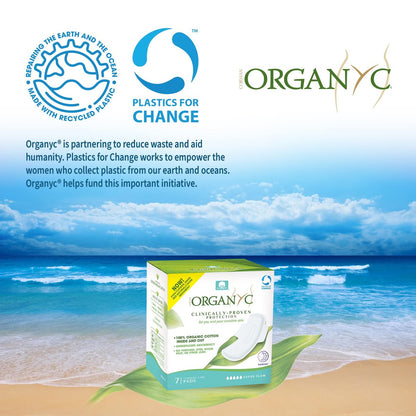 Organyc Übernacht-Binden – 100 % zertifizierte Bio-Baumwolle, innen und außen, für die stärkste Periode, super saugfähig 2.0, 7 Stück