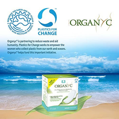 Organyc Übernacht-Binden – 100 % zertifizierte Bio-Baumwolle, innen und außen, für die stärkste Periode, super saugfähig 2.0, 7 Stück
