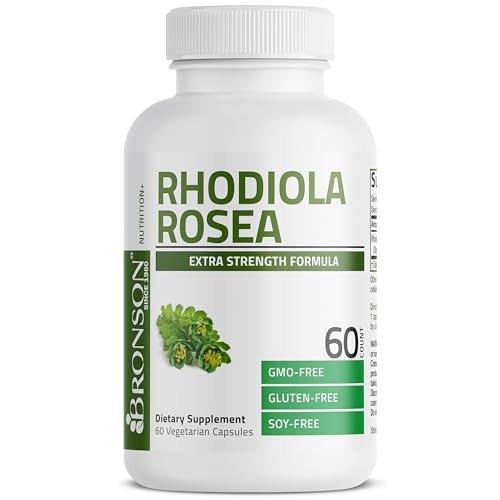 Bronson Rhodiola Rosea Kapseln - Adaptogenes Kraut für Gehirn, Stress & Stimmung - Nicht-GVO, 60 Stück