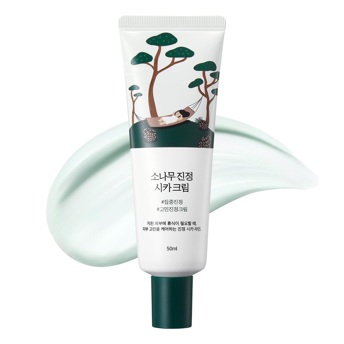 ROUND LAB Pine Calming Cica Cream 1,69 fl oz - Beruhigende Feuchtigkeitscreme mit Pine Cica, BHA + LHA und Hyaluronsäure für gestärkte Hautbarriere, Talgkontrolle und Feuchtigkeit - Koreanische Hautpflege