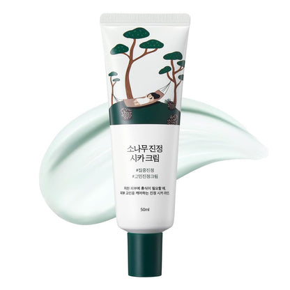 ROUND LAB Pine Calming Cica Cream 1,69 fl oz - Beruhigende Feuchtigkeitscreme mit Pine Cica, BHA + LHA und Hyaluronsäure für gestärkte Hautbarriere, Talgkontrolle und Feuchtigkeit - Koreanische Hautpflege