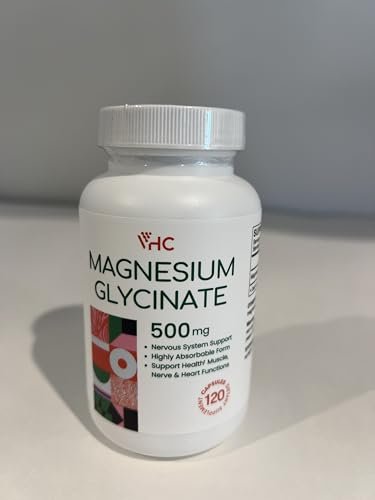 Magnesium Glycinat 500mg Kapseln – Hoch absorbierbare, sanfte Form – Hochreines Magnesium-Mineralpräparat für Frauen und Männer – 120 Kapseln, hergestellt in den USA (1 Packung)