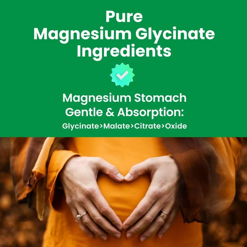 Magnesium Glycinat 500mg Kapseln – Hoch absorbierbare, sanfte Form – Hochreines Magnesium-Mineralpräparat für Frauen und Männer – 120 Kapseln, hergestellt in den USA (1 Packung)