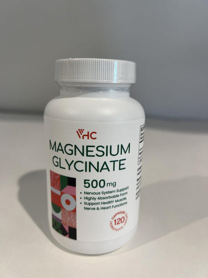 Magnesium Glycinat 500mg Kapseln – Hoch absorbierbare, sanfte Form – Hochreines Magnesium-Mineralpräparat für Frauen und Männer – 120 Kapseln, hergestellt in den USA (1 Packung)