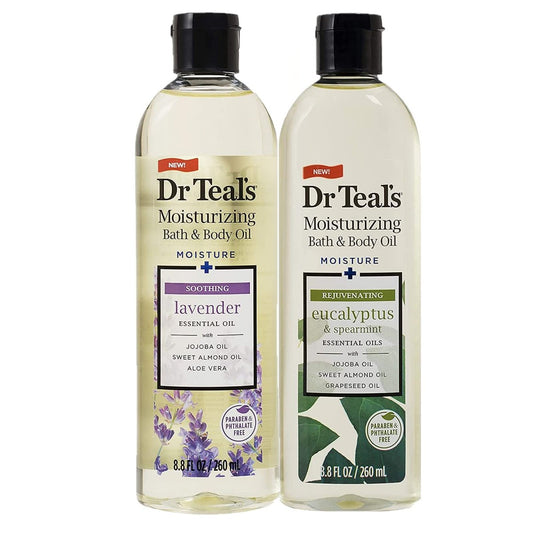 Dr. Teals Badeöl Geschenkset (2er-Pack, je 8,8 oz) - Lavendel & Eukalyptus-Minze - Feuchtigkeitsspendende ätherische Öle für die Hautpflege