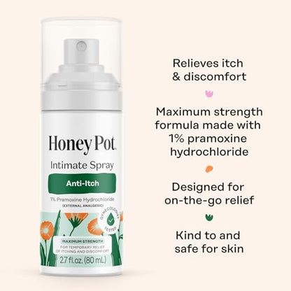 The Honey Pot Company – Maximalstarkes Anti-Juckreiz-Spray für die Intimzone – Medizinisches Spray zur Linderung von Juckreiz und Reizungen – 80 ml