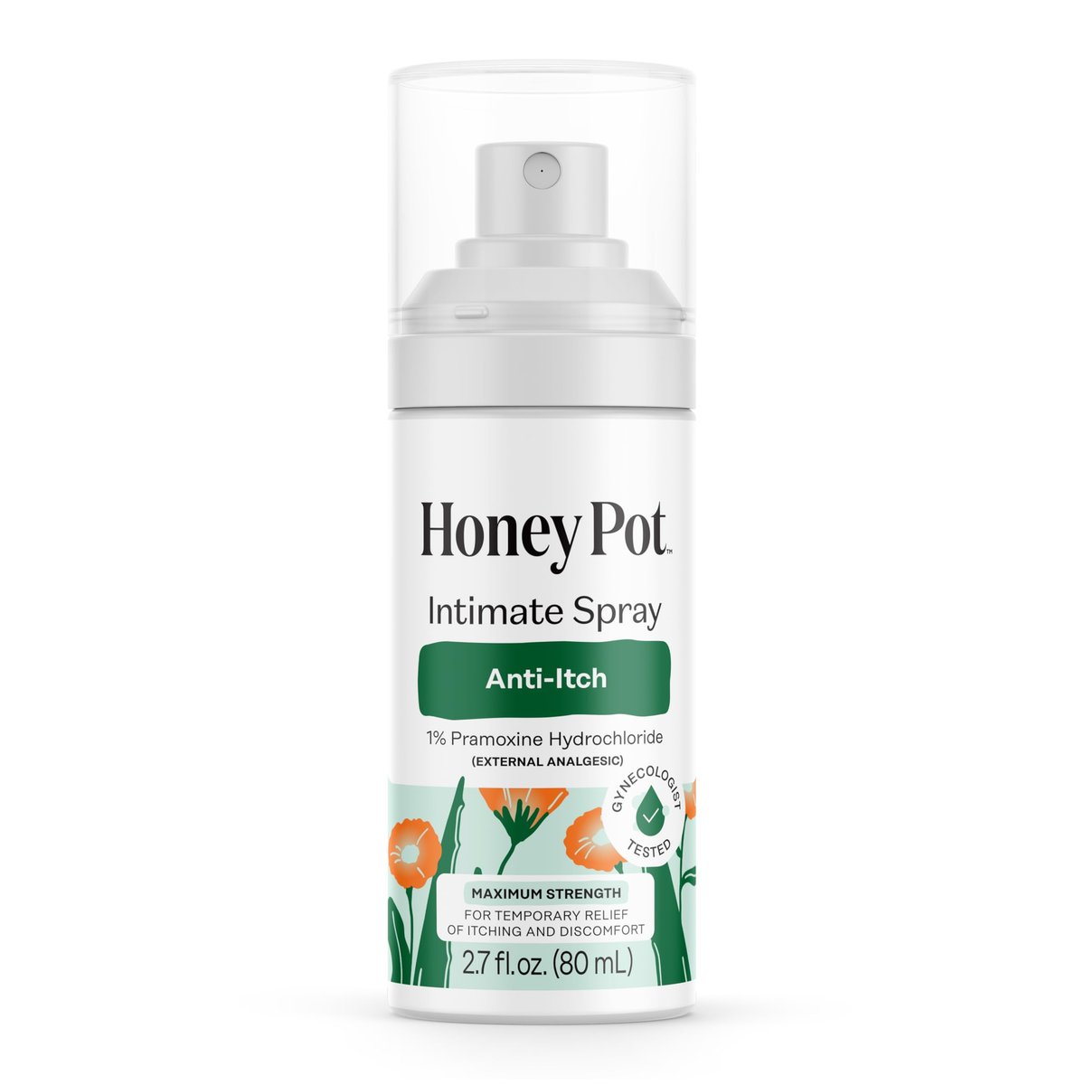 The Honey Pot Company – Maximalstarkes Anti-Juckreiz-Spray für die Intimzone – Medizinisches Spray zur Linderung von Juckreiz und Reizungen – 80 ml