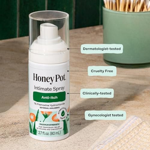 The Honey Pot Company – Maximalstarkes Anti-Juckreiz-Spray für die Intimzone – Medizinisches Spray zur Linderung von Juckreiz und Reizungen – 80 ml