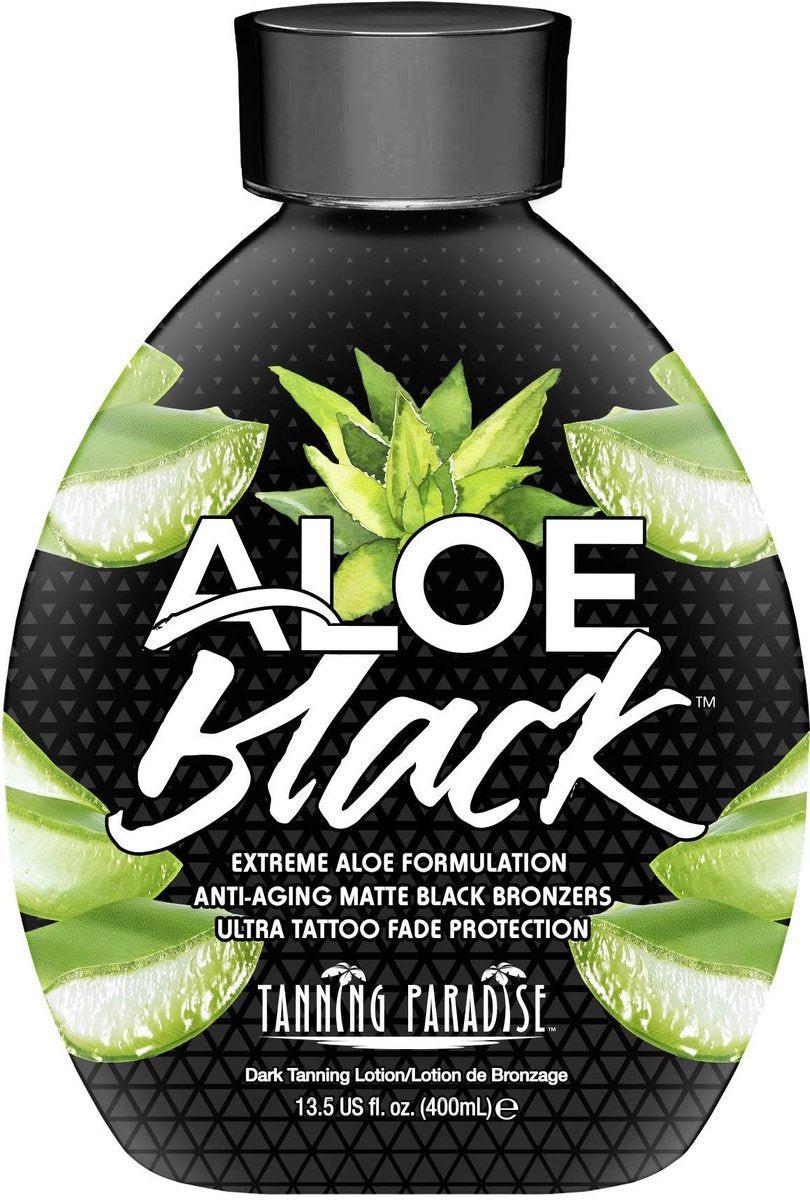 Tanning Paradise Aloe Black Lotion – Anti-Aging Mattes Schwarzbräuner, Anti-Orange, Tattoo- & Farbschutz, Tiefenhydratation, Mattester Schwarzbräuner mit Aloe Vera 13,5 oz
