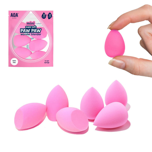 AOA STUDIO Collection MiNi Makeup Sponge Set – 6 Latexfreie Schwämme in Tropfen- und Schrägform (Pink)